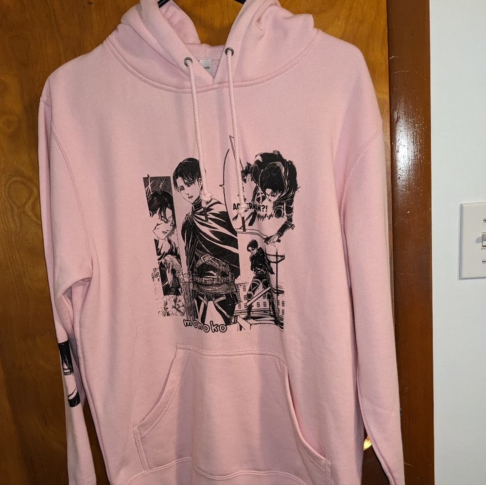 Momoko Levi Ackerman Pink Hoodie AOT Anime